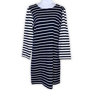 J. Crew Maritime Striped Nautical‎ Navy Long Sleeve Knit Shift Dress Size Large